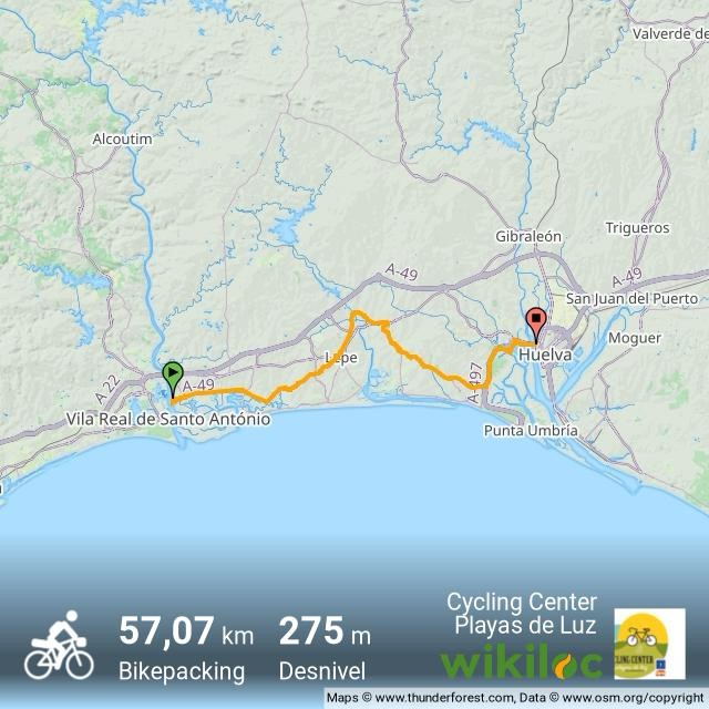 GPX-route: alternatief voor EuroVelo 1, Ayamonte-Huelva